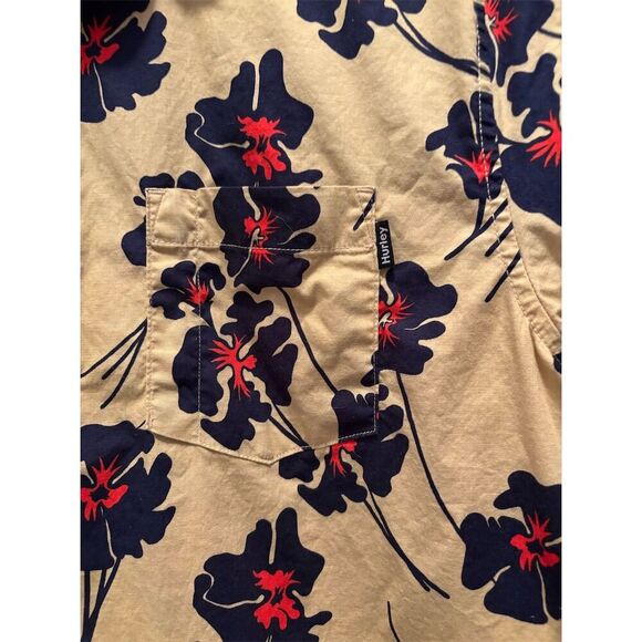 Hurley Men's Floral Short Sleeve Button-Down Shirt Size L Multicolor - Picture 2 of 9